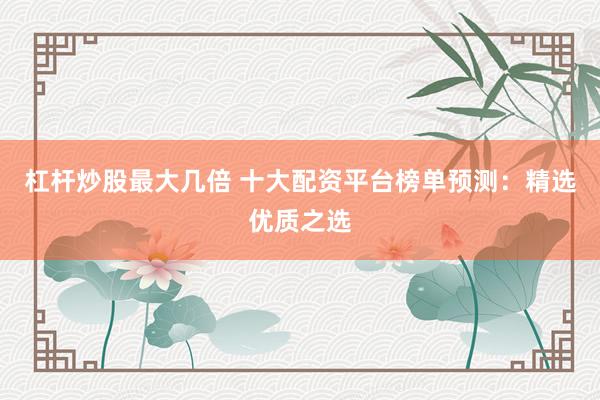 杠杆炒股最大几倍 十大配资平台榜单预测：精选优质之选
