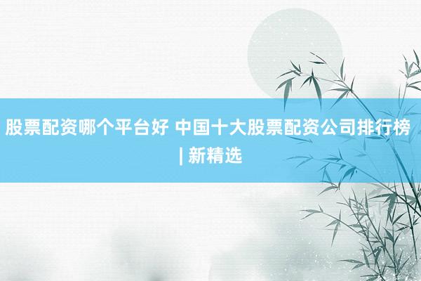 股票配资哪个平台好 中国十大股票配资公司排行榜 | 新精选