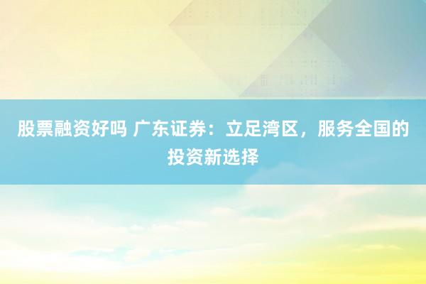 股票融资好吗 广东证券：立足湾区，服务全国的投资新选择