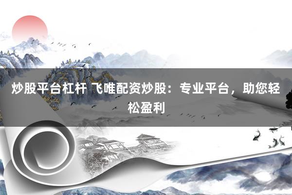 炒股平台杠杆 飞唯配资炒股：专业平台，助您轻松盈利
