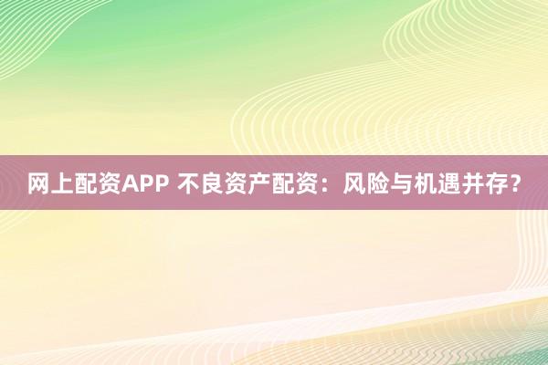 网上配资APP 不良资产配资：风险与机遇并存？