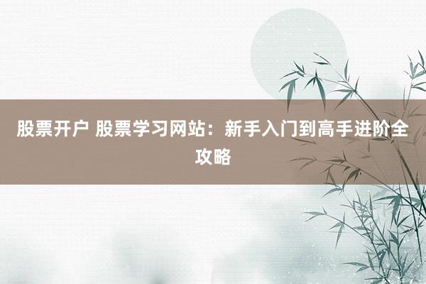 股票开户 股票学习网站：新手入门到高手进阶全攻略